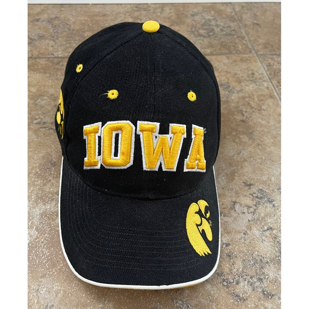 Iowa Hawkeyes Hat  Drew Pear Son  Black Yellow One Size